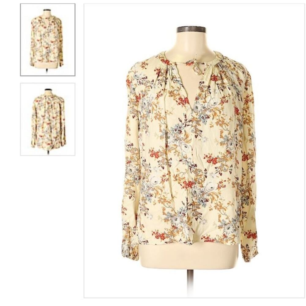 Wayf Long sleeves floral tan top size M NWOT